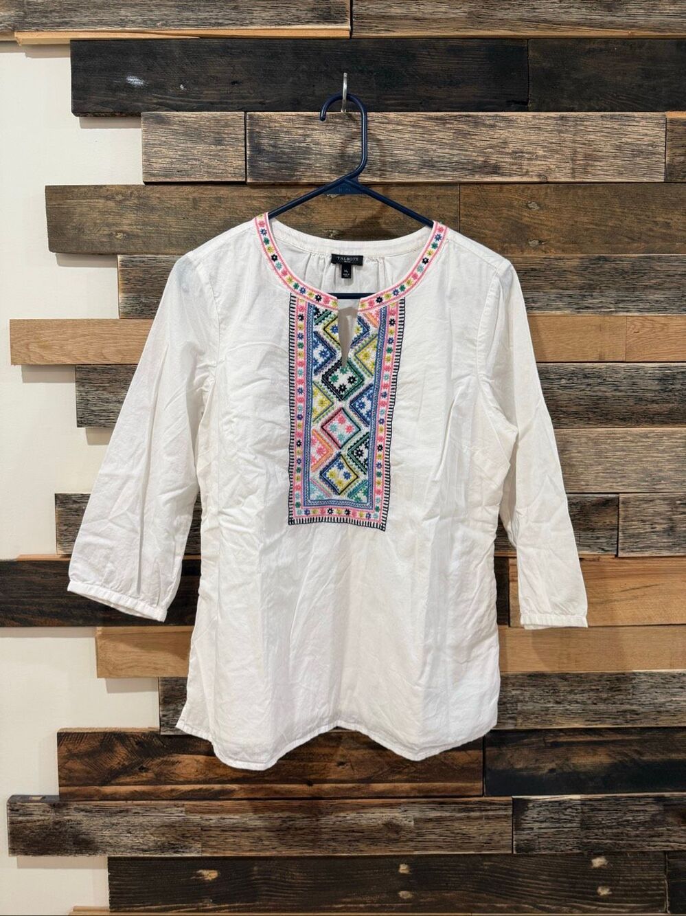 Talbots top blouse shirt embroidered sz MP